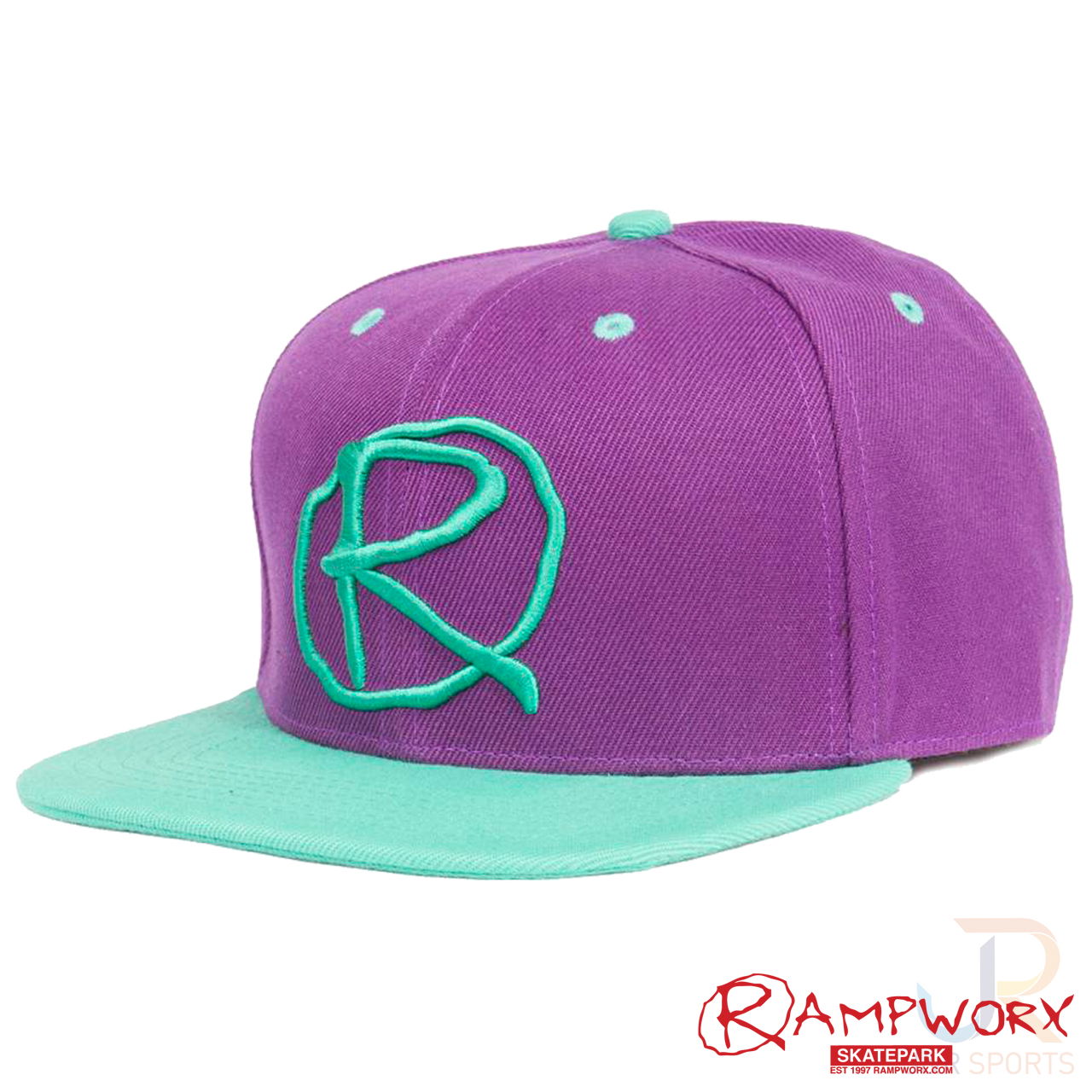 Rampworx SnapBacks LE97_2 - Pur Pur Teal - Angled - RXSBRW31