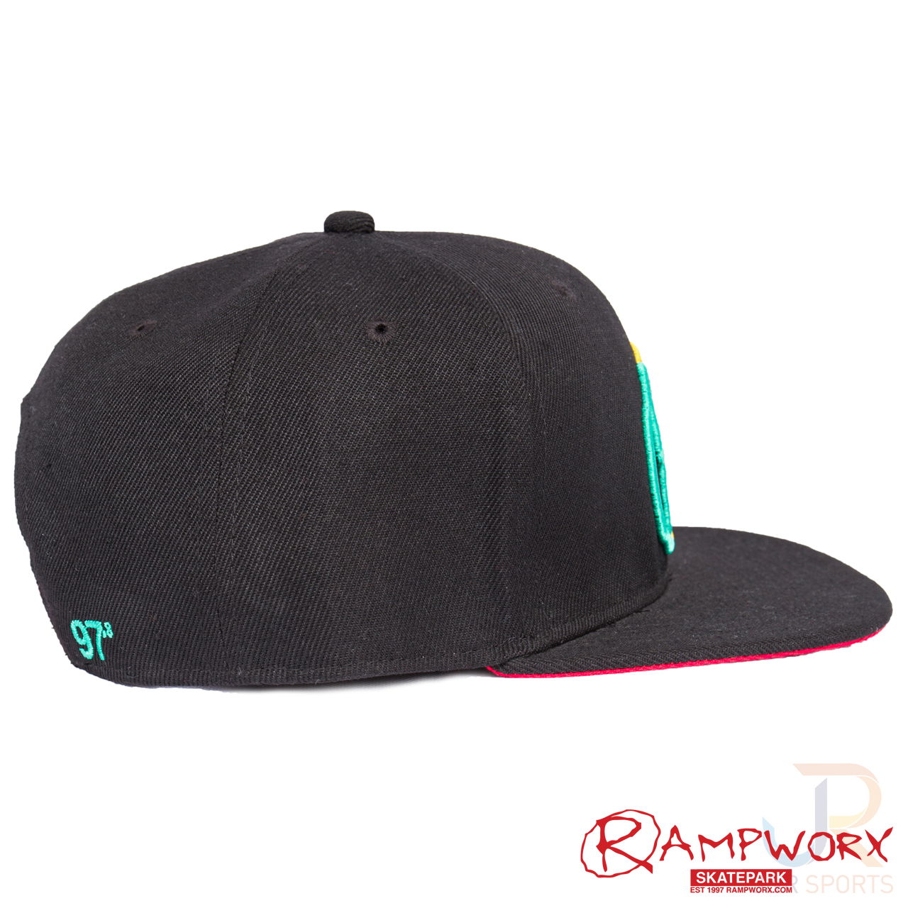 Rampworx SnapBacks LE97_8 - Bk Rasta BK - Right Side - RXSBRW46