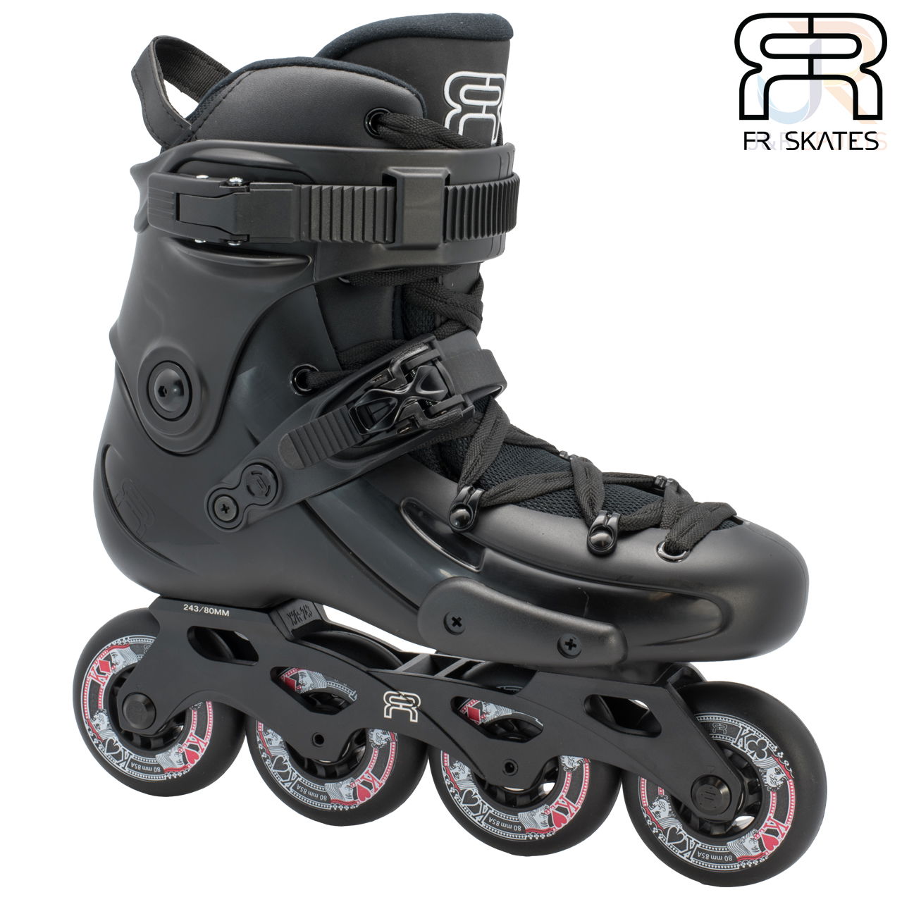 FR Skates - FR THREE 80 - Black - Angled - FRSKFR380BK