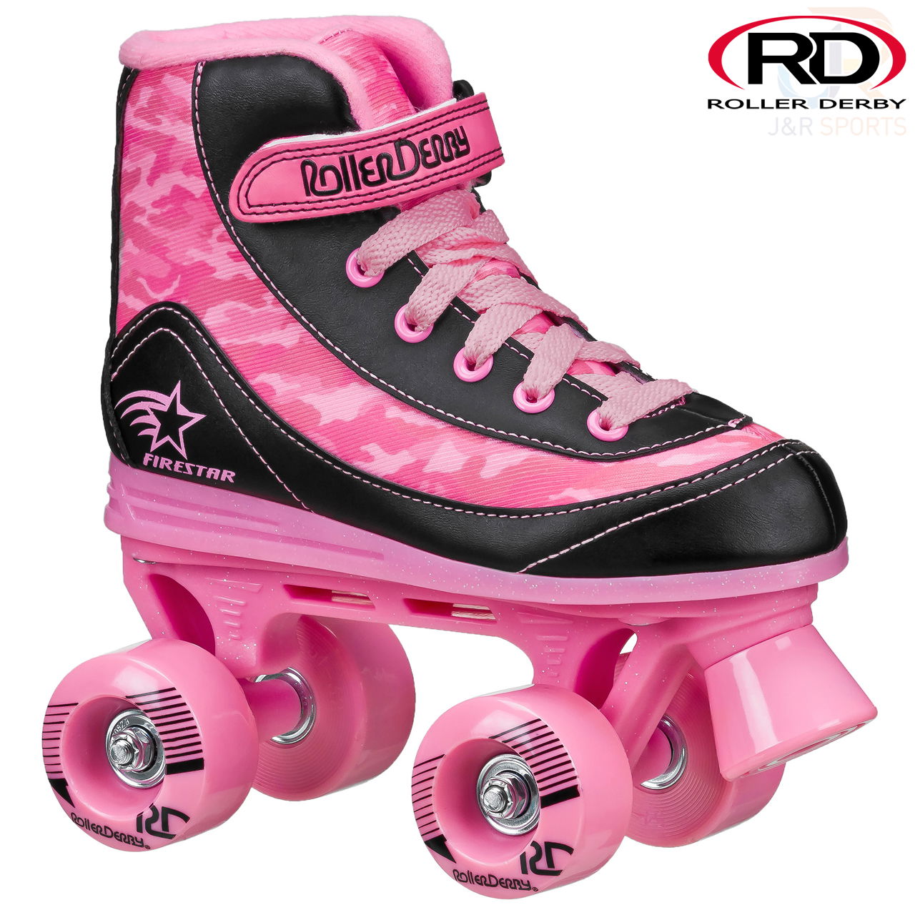 Roller Derby Firestar V2 - Pink Camo - Angled - RD1978PC