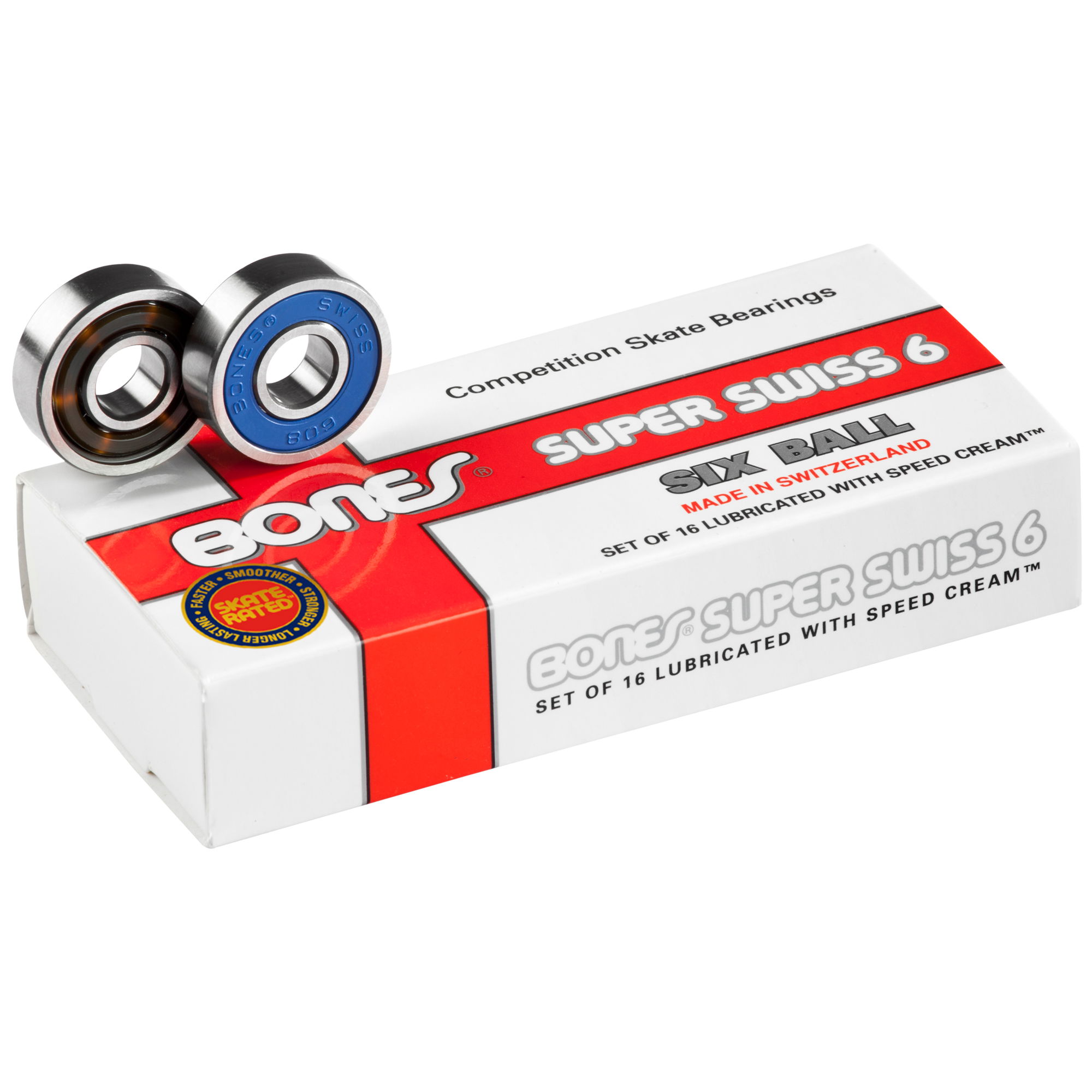 BONES SWISS 6 BEARINGS - 8mm 16 PACK