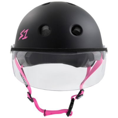 S1 Lifer Helmets inc Visor - Black Matt inc Pink Strap