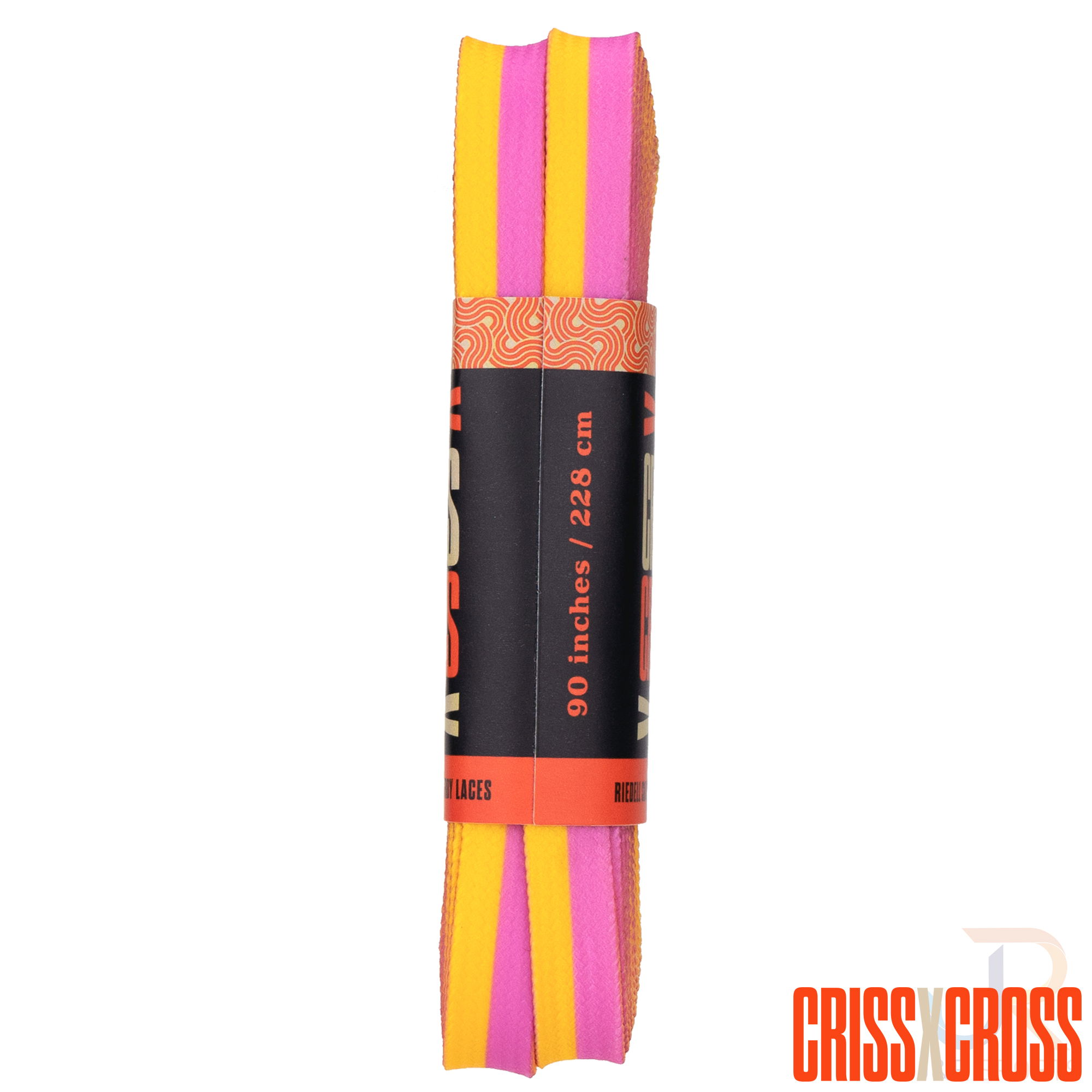 CRISS CROSS X DERBY LACES - DUO - PINK/YELLOW - 90"