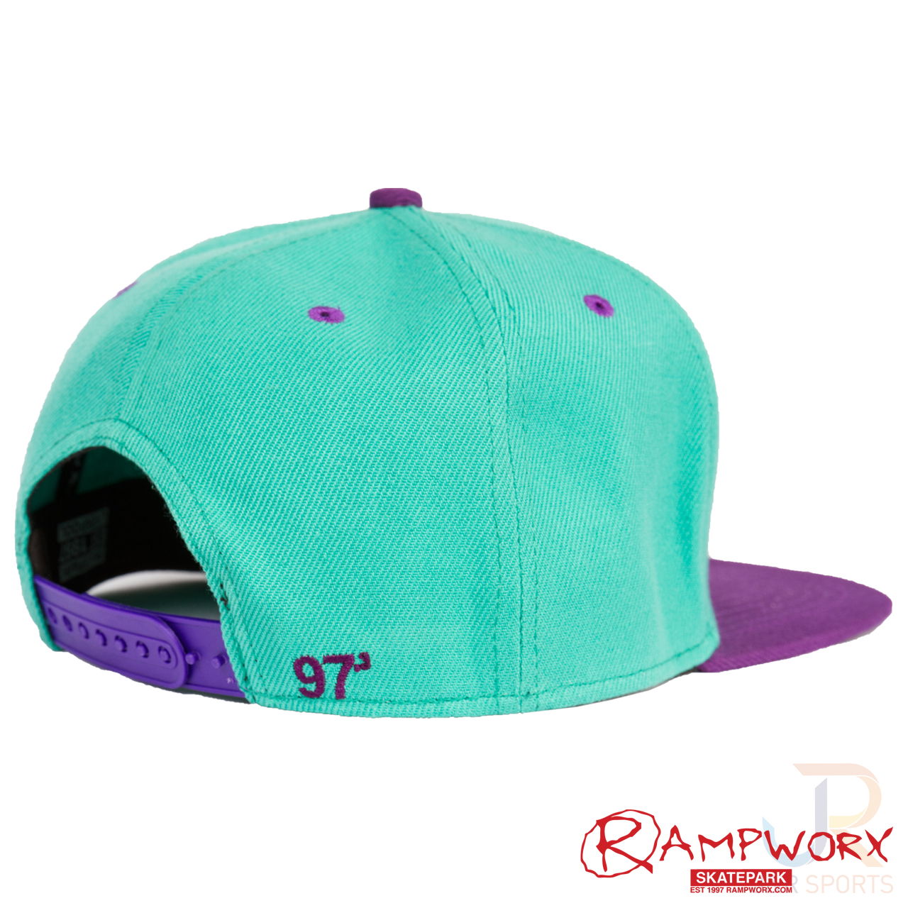 Rampworx SnapBacks LE97_3 - Teal Teal Pur - Rear Ang - RXSBRW21