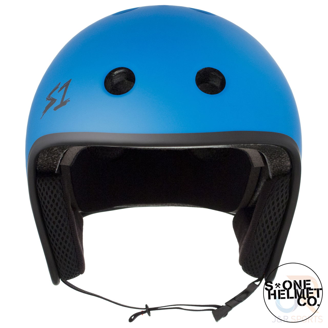 S1 RETRO Helmet - Matt Cyan - Front View - SHRLICY