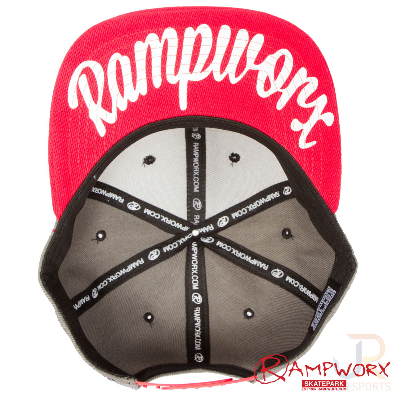 Rampworx SnapBacks LE97_10 - Grey Wh Red - Underside - RXSBRW43