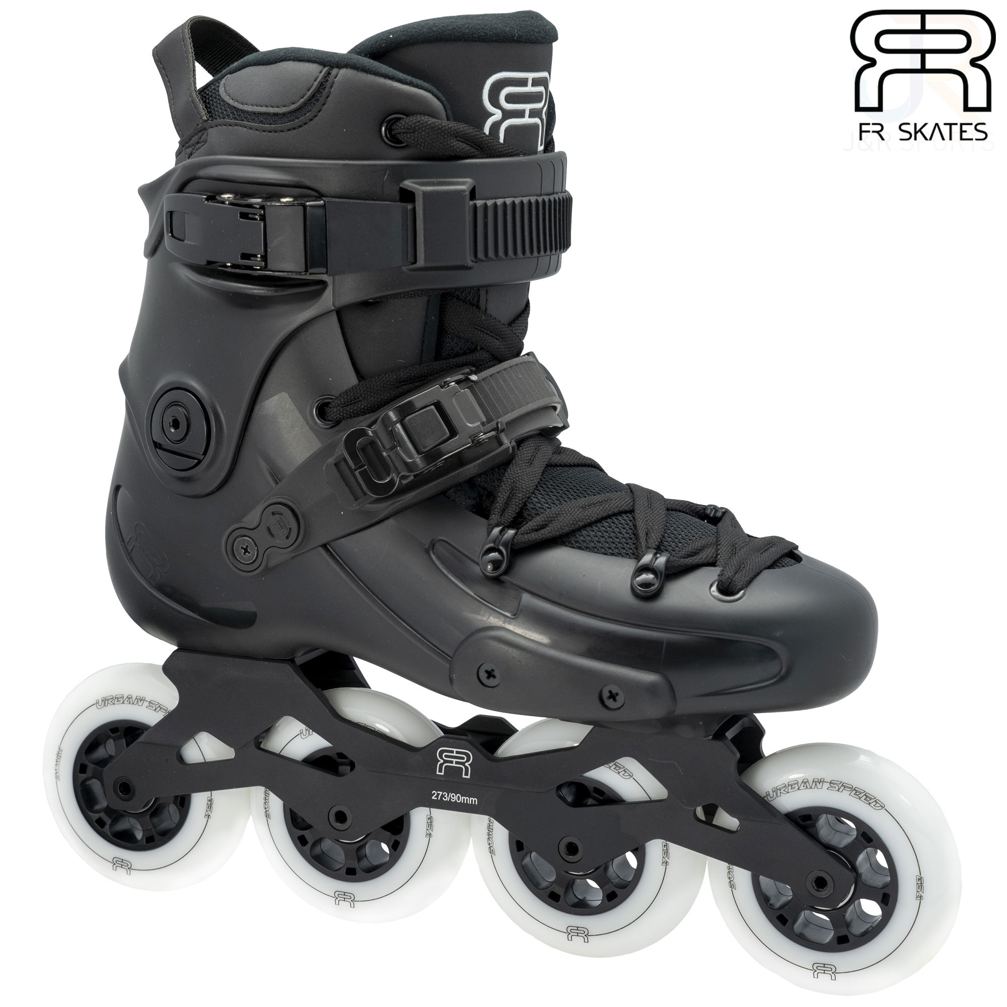 FR Skates - FR1 90 - Black - Angled - FRSKFR190BK