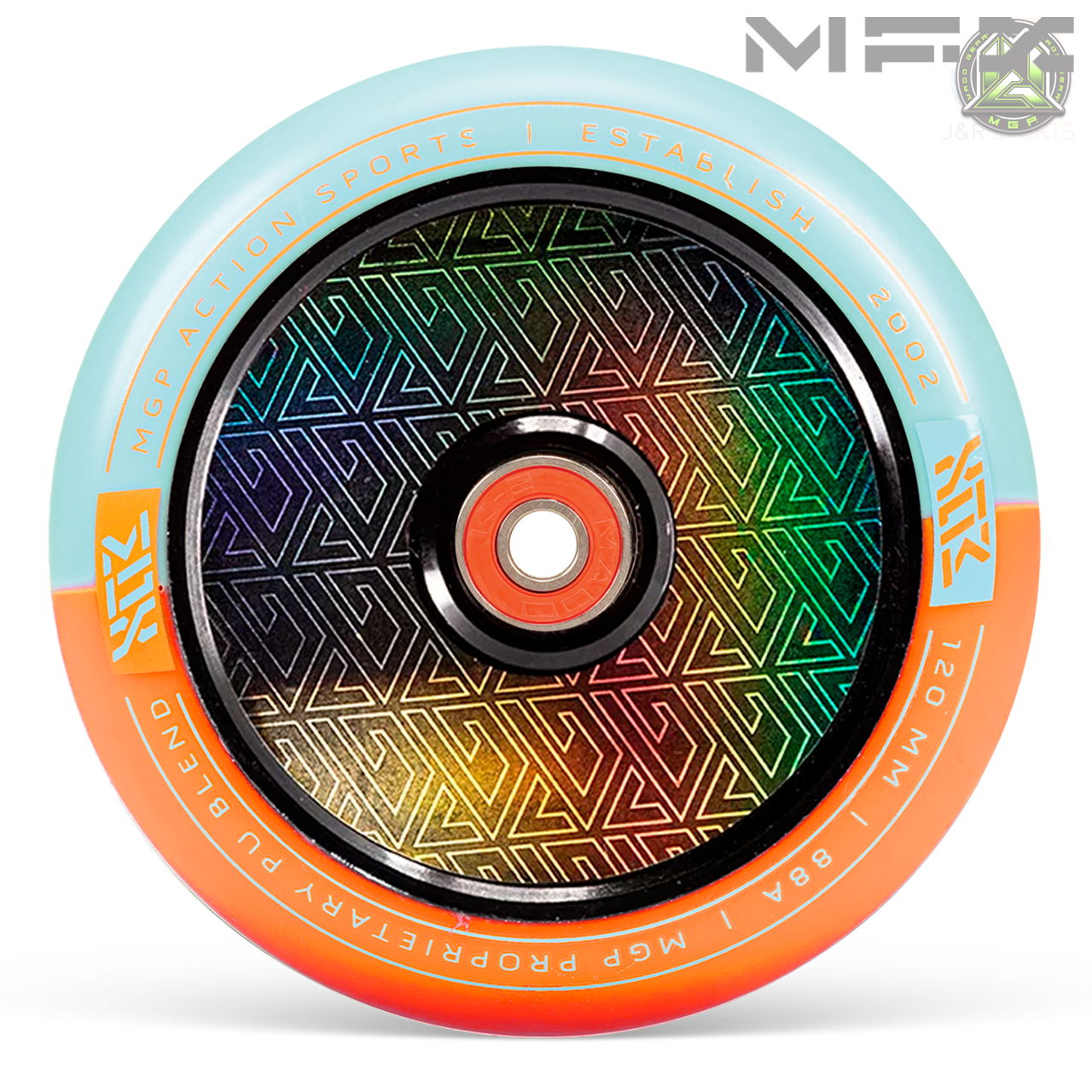 MFX CORRUPT CORE 120mm WHEELS (2) - ORANGE/TEAL