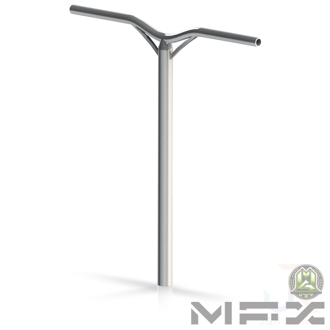 MFX Aero Aluminium Scooter Bars - Silver Matt - Angled inc Shadow - 205-102