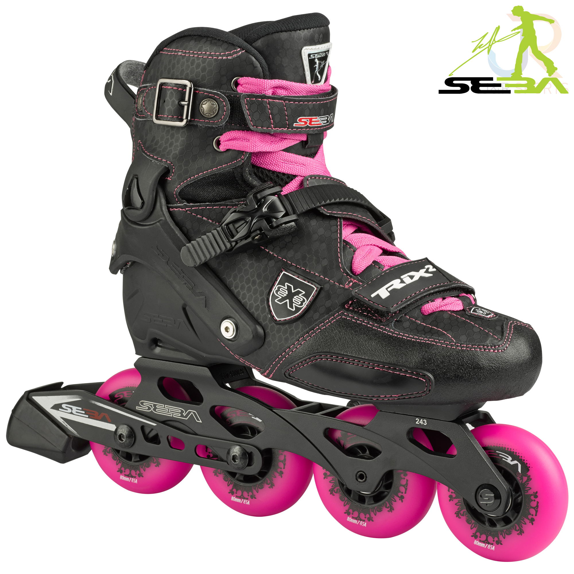 Seba TRIX 2 Womens - Black Pink - Angled - SSK-TRX2W01