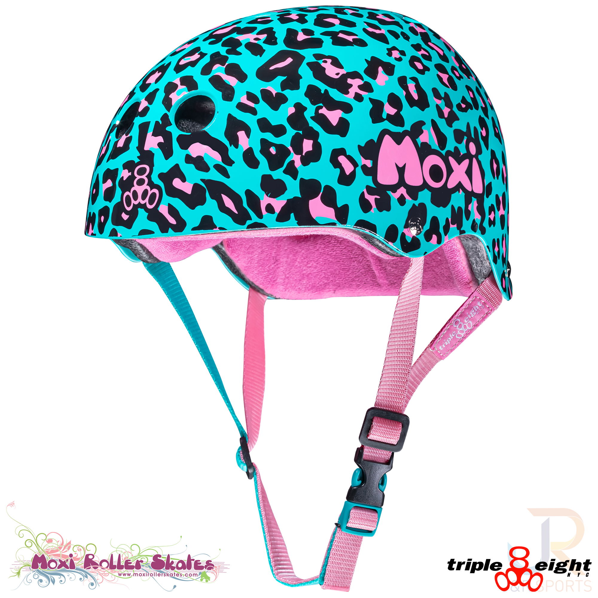 Triple 8 Cert Sweatsaver Helmet - Moxi Leopard - Angled - T83654