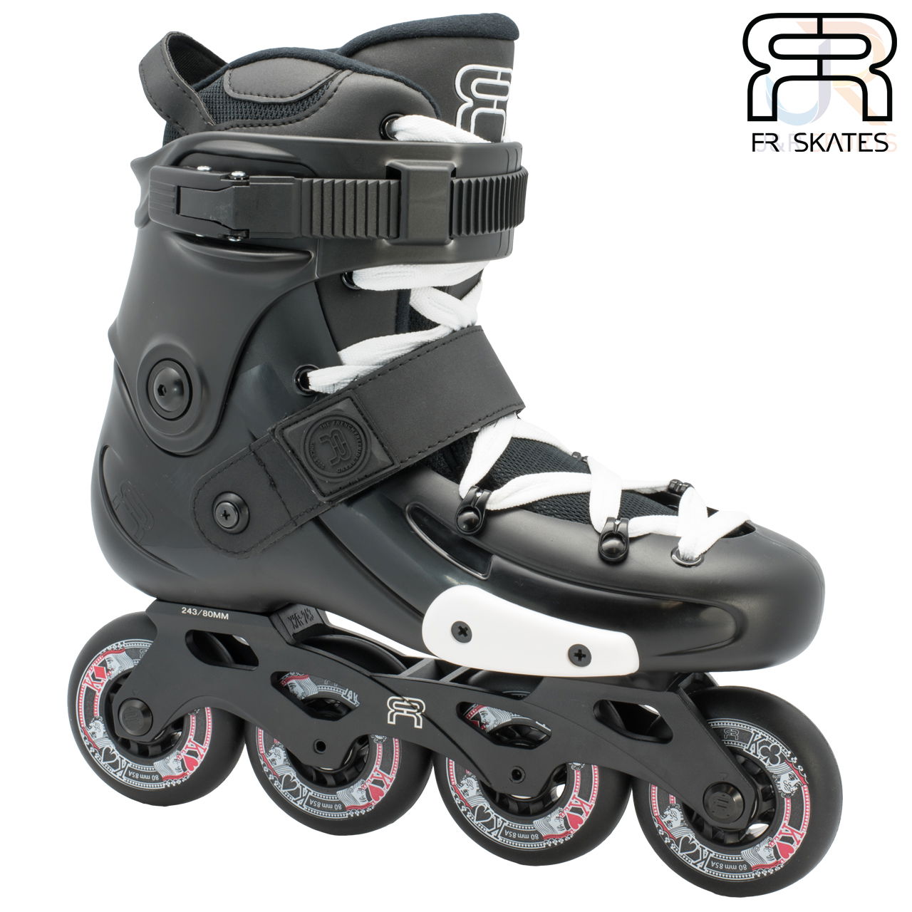 FR Skates - FR X 80 - Black - Angled - FRSKFRX80BK