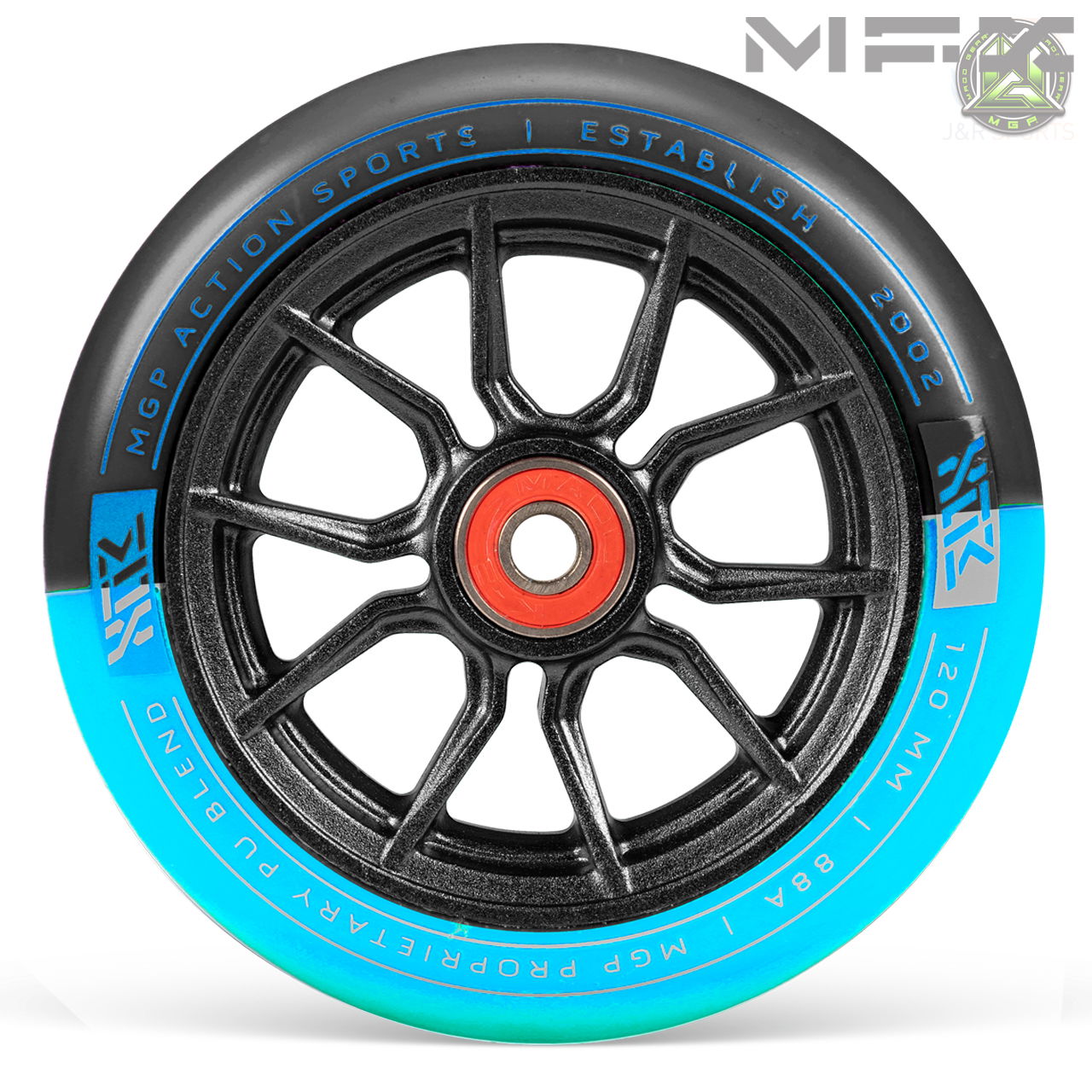 MFX SYNDICATE AR120 DUAL URETHANE WHEELS - BLACK/SKY BLUE