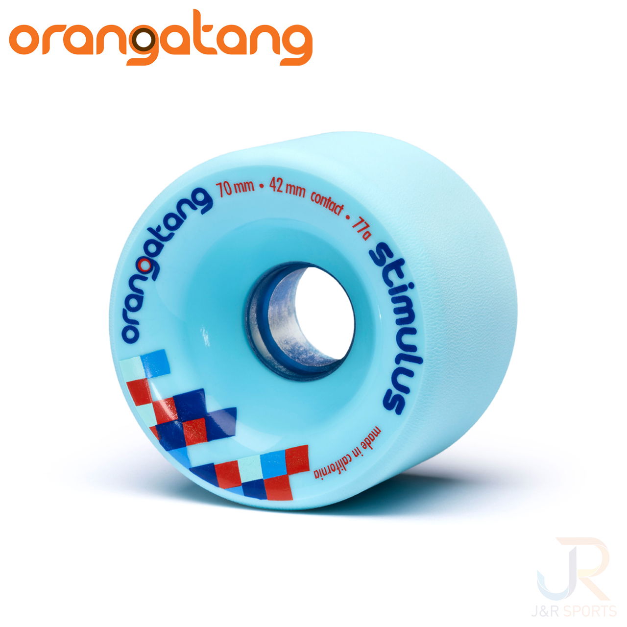 Orangatang Stimulus Blue 70mm 77a - Angled - ORST7077