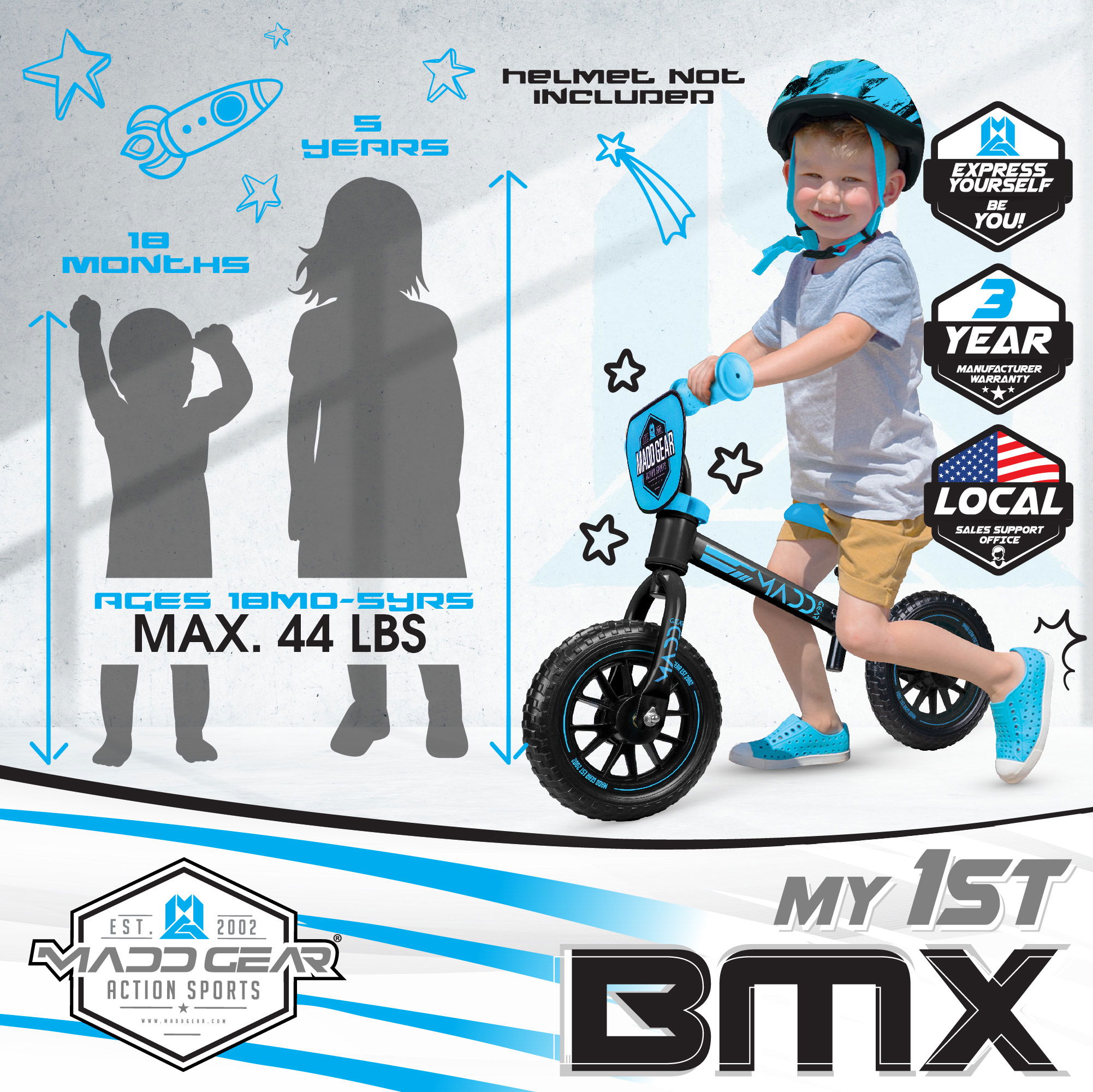 MADD MY 1st BMX BALANCE BIKE - BLACK / BLUE