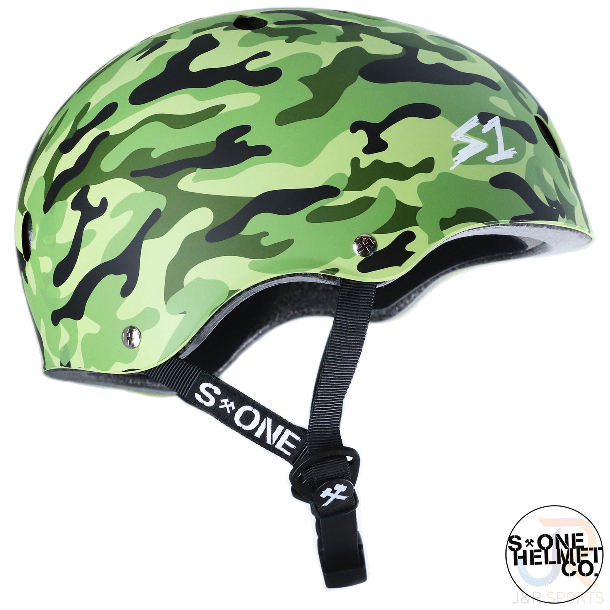 S1 LIFER Helmet - Matt Green Camo- Side View - SHLICAM