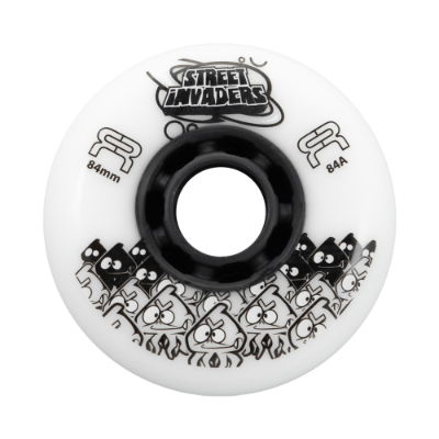 FR STREET INVADERS WHEEL - ROUND PROFILE - WHITE - 84mm/84a (Unit)