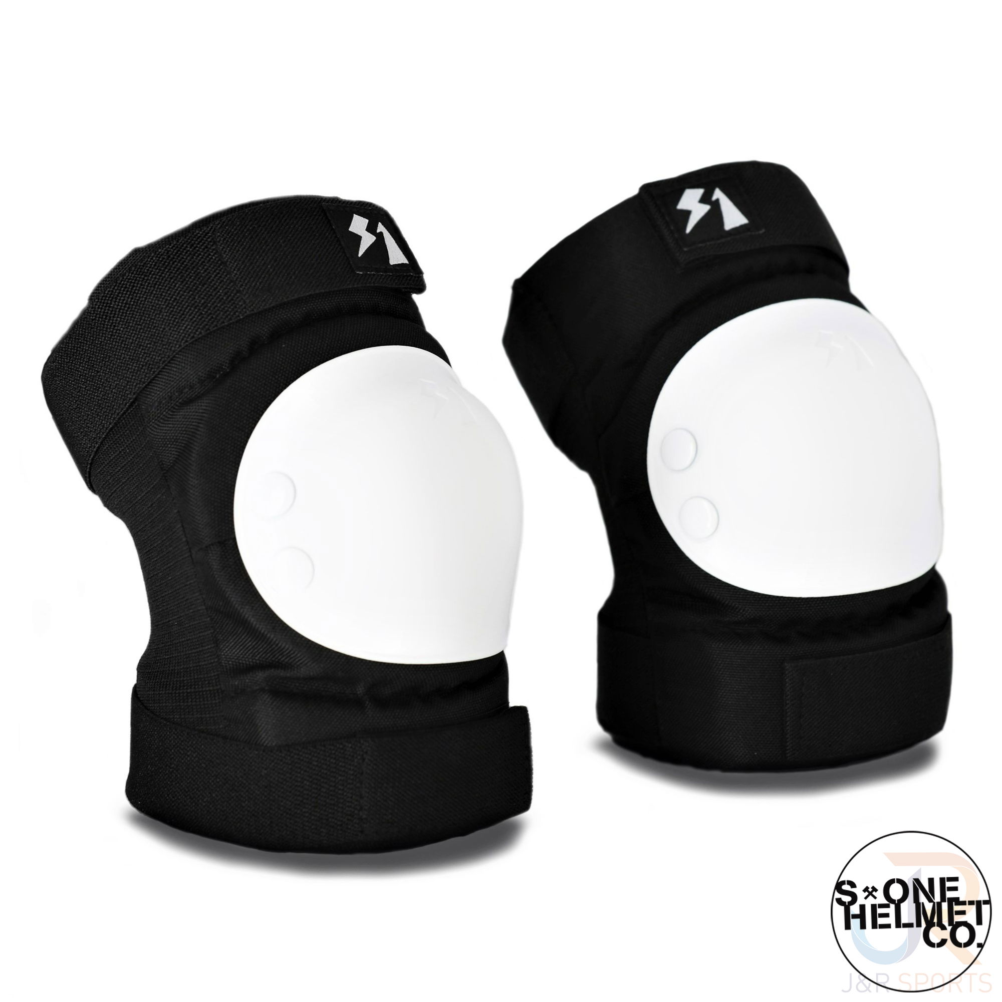 S1 PARK ELBOW PADS - BLACK  w/ WHITE CAPS - LARGE