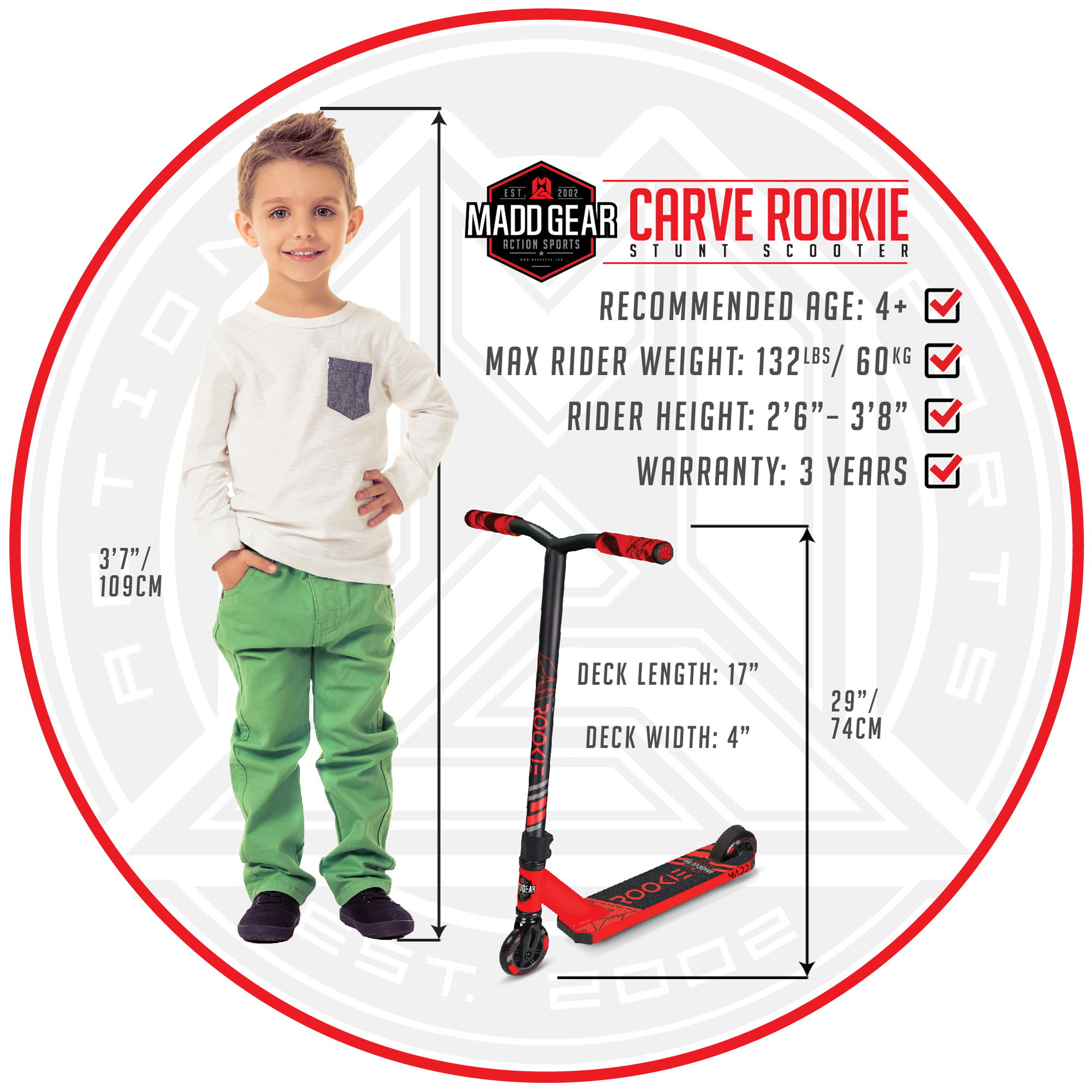 MADD GEAR CARVE MINI PRO ROOKIE X - RED / BLACK