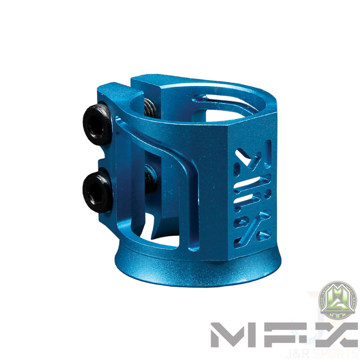 MFX X2 Cobra Scooter Clamp - Electric Blue - Angled inc Bolts - 205-195