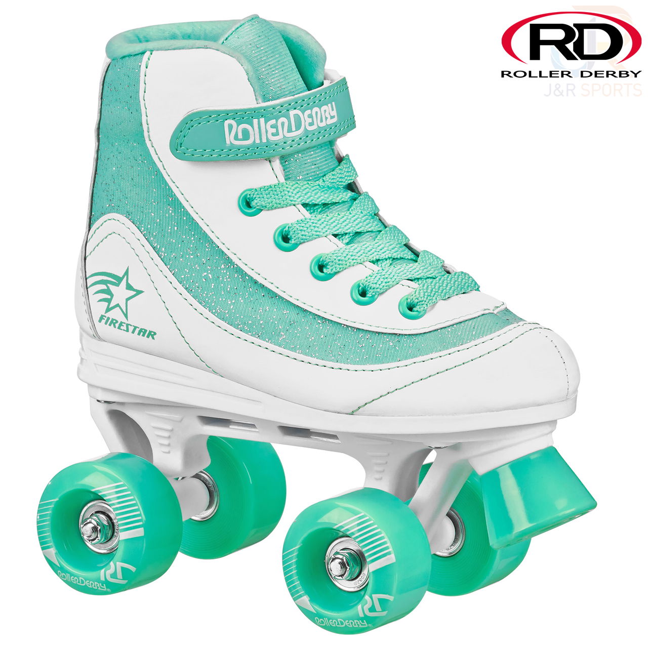 Roller Derby Firestar V2 - White Teal - Angled - RD1978WT