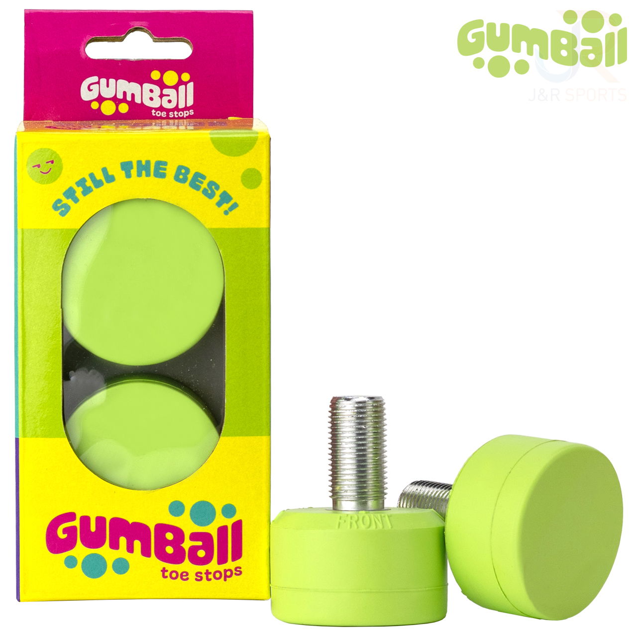 GUMBALL TOE STOP - LIME 75A - LONG 30mm (Pair)