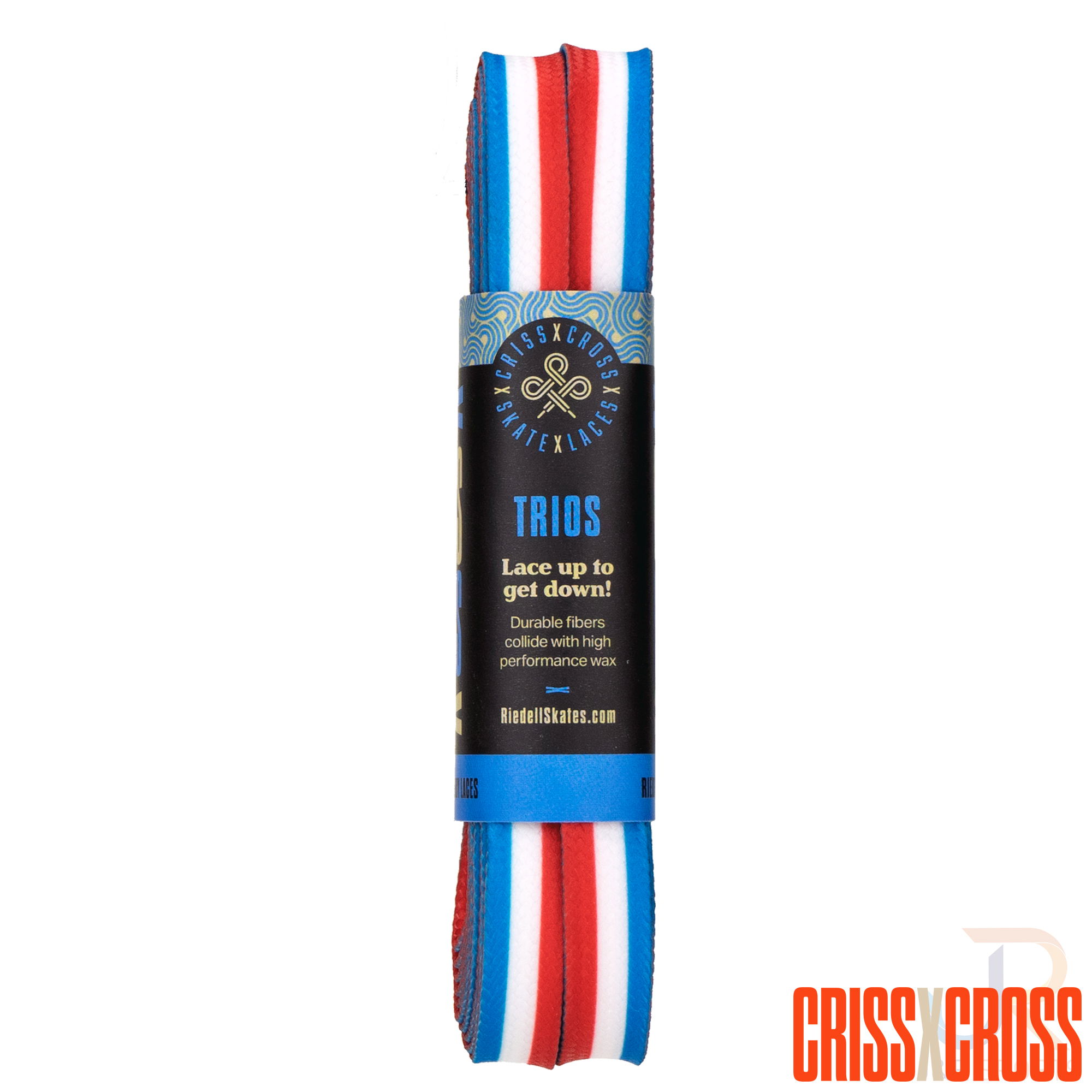 CRISS CROSS X DERBY LACES - TRIO - BLUE/RED/WHT - 90"