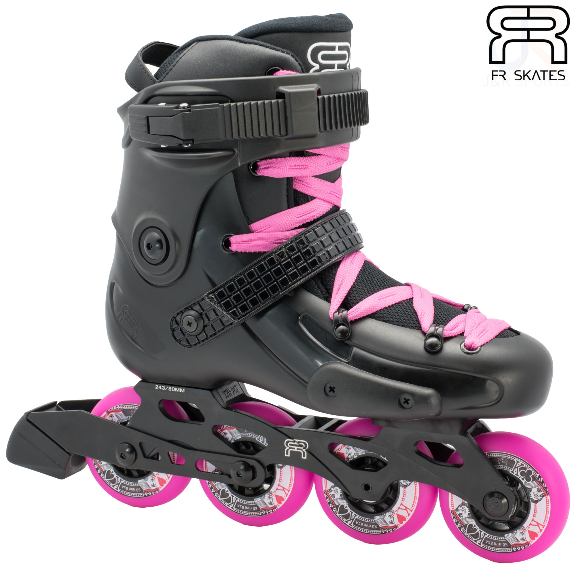 FR Skates - FR W 80 - Black Pink - Angled - FRSKFRW80