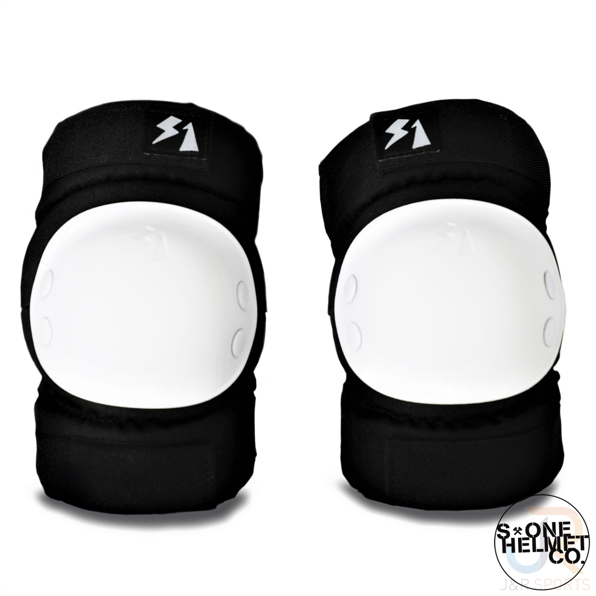 S1 PARK ELBOW PADS - BLACK  w/ WHITE CAPS - MEDIUM